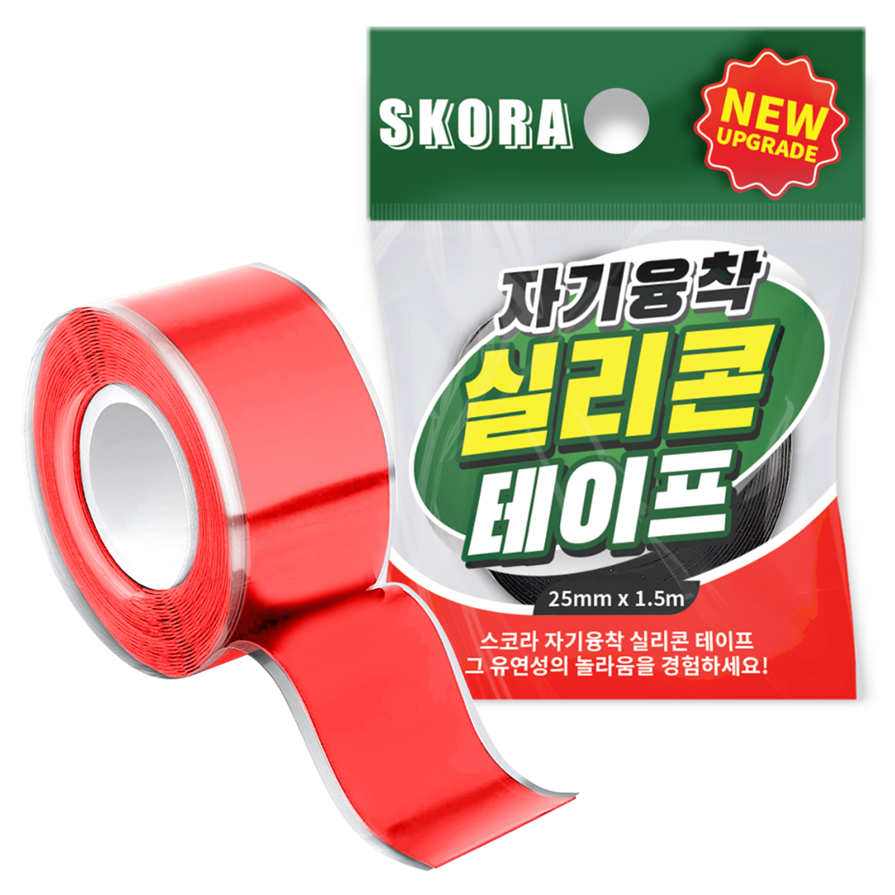 스코라 절연 자기융착 실리콘 테이프 레드 25mm x1.5m, 1개 3,920원