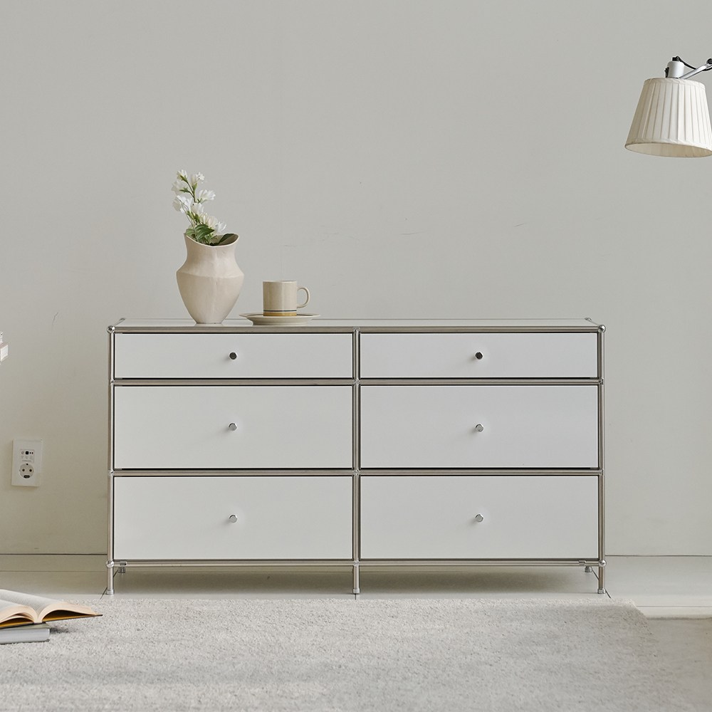 휴룸 미드센츄리 모듈 1200 3단 거실장, 화이트 338,000원