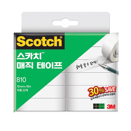 3M 3M)스카치 매직테이프 리필(810R-12/12*18M/세이빙 팩 30%), 단품 16,700원