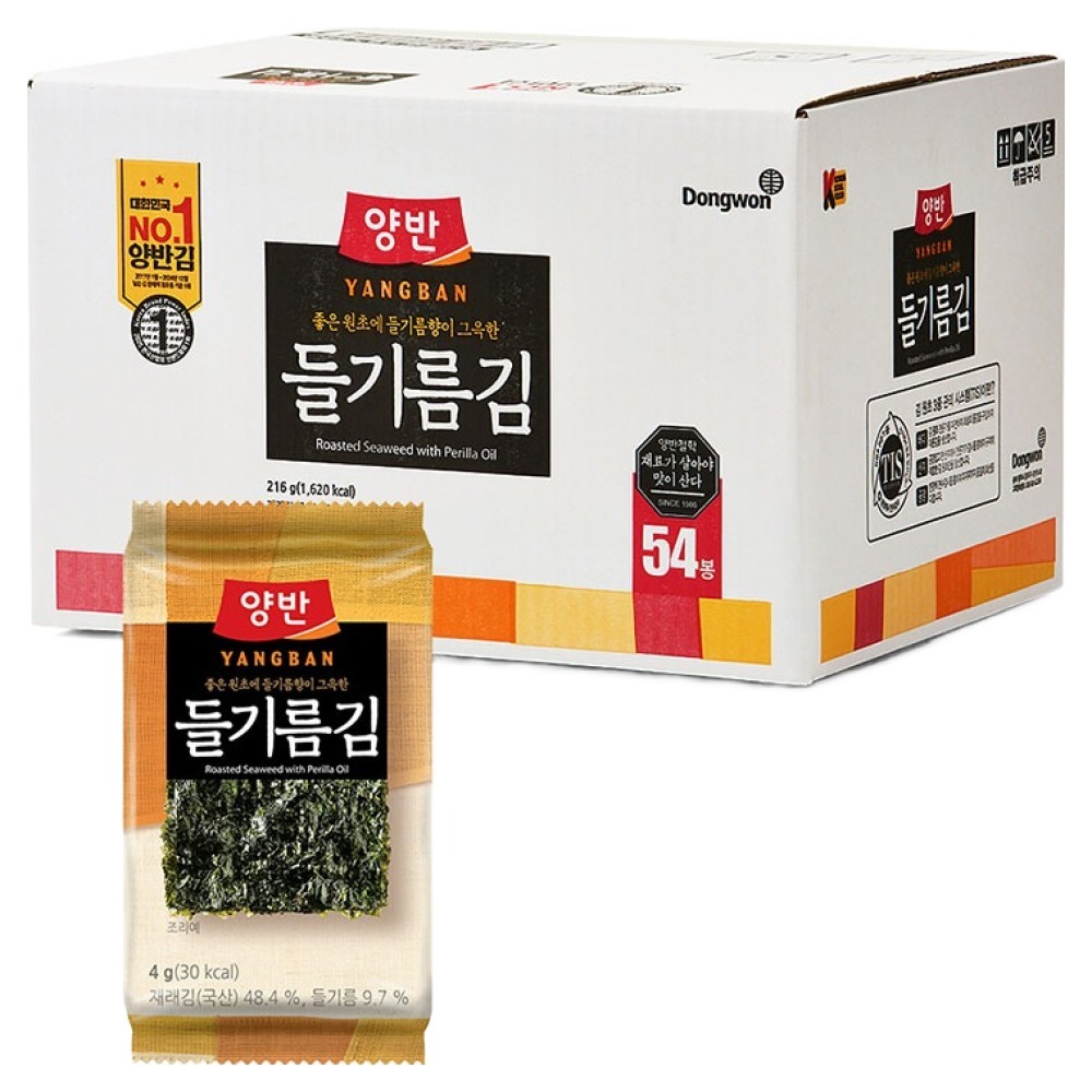 양반 들기름김, 4g, 54개 15,900원