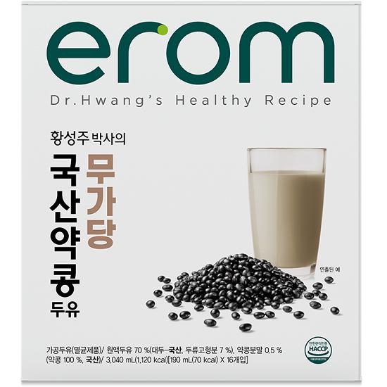 이롬 황성주박사의 국산 약콩두유 검은콩 무가당 두유, 190ml, 64개 33,500원