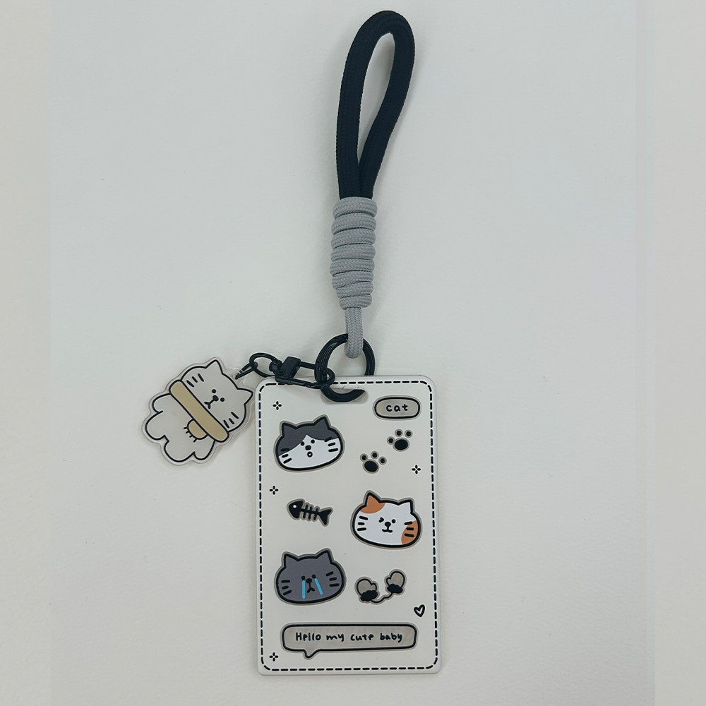 겨울 댕냥친구들 목도리 카드 케이스 명찰 교통 사원증 릴홀더, 1개, 15.냥세마리_끈_케이스 9,900원