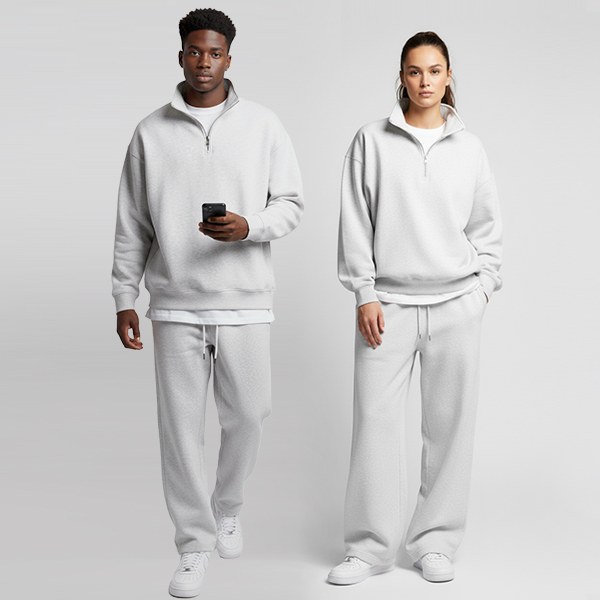 리얼슬로우 남녀공용 오버핏 하프집업+와이드팬츠 세트 48,800원