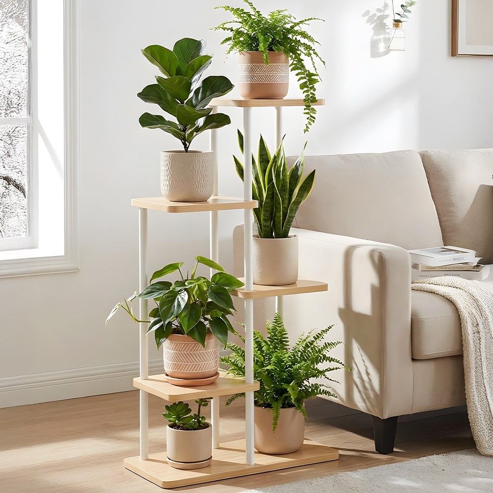 CK리빙 거실 화분 정리대 인테리어 거치대 선반, 5단, 화이트월넛 23,800원