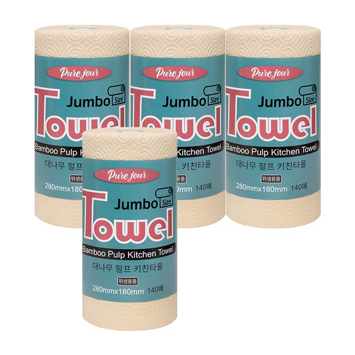 개별포장 3겹 점보사이즈 뱀부 키친타올 140매 x2롤+2롤 100% 대나무펄프, 4개, 140매입 17,900원