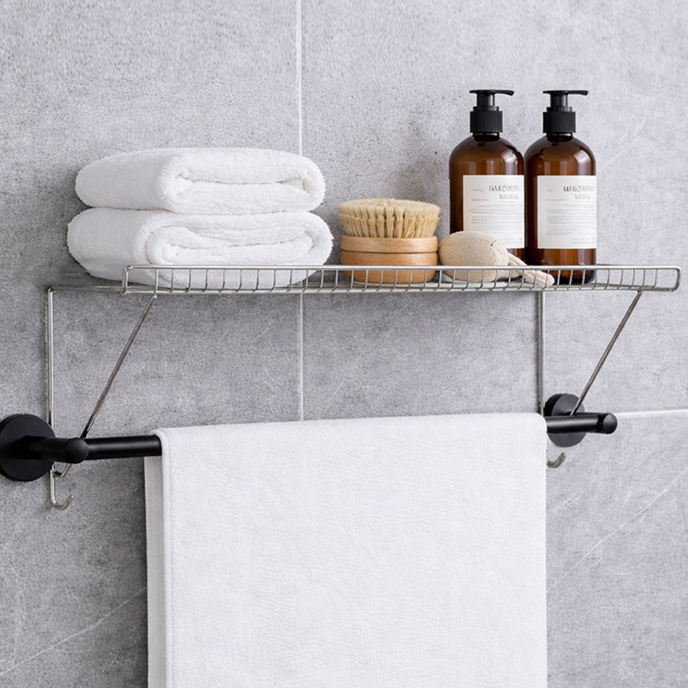 편한생활연구소 공간더하기 무타공 수건걸이 선반, 실버, 1개 15,100원