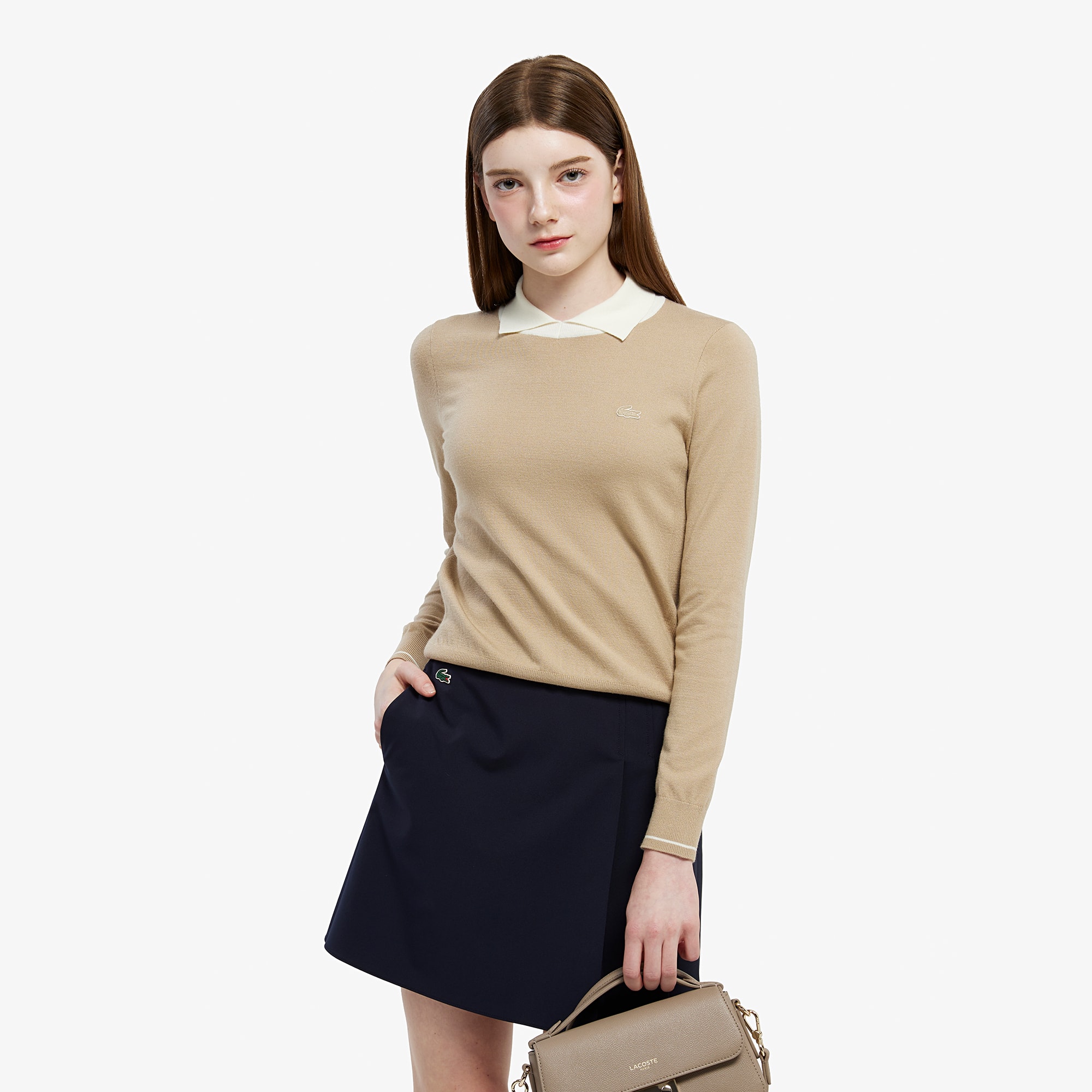 [라코스테 공식] 여성 배색 카라 스웨터 AF814E-55N 02S 182,070원