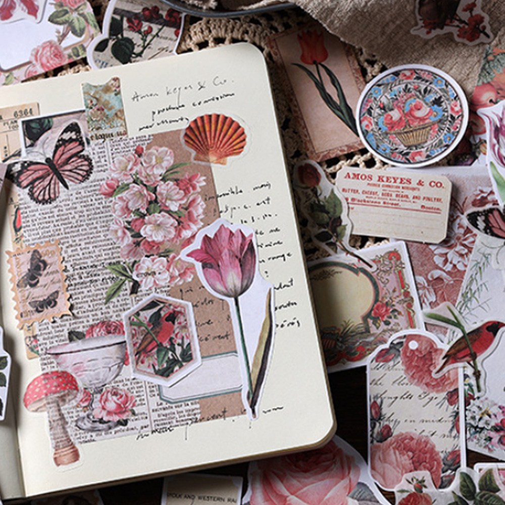 모를린 빈티지 플라워 다꾸 스티커 2종 400매 세트 다이어리 꾸미기 감성 페이퍼, 1개, 핑크,퍼플 18,700원