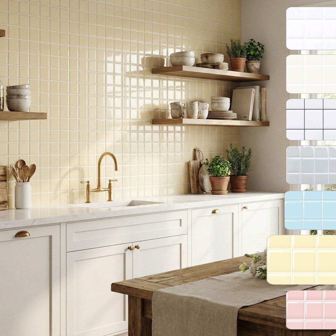 샤인홈리빙 DIY 입체형 접착식 데코타일 시트지 주방 욕실벽 셀프인테리어, 3D 무드타일_소프트옐로우10P 28,500원