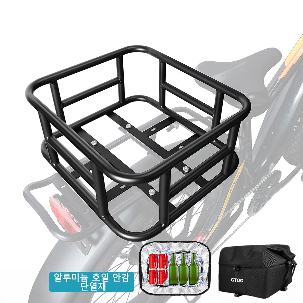 GTOG 자전거바구니 장바구니 앞바구니 자전거 바구니 가방 보관케이스 수납가방 자전거 뒷바구니 짐받이 프레임, 검정 49,310원
