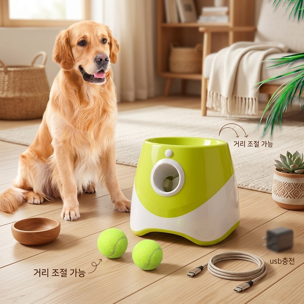 자동 펫볼 발사기 (USB충전) - 강아지 고양이 장난감, 테니스볼 3개 포함, 다양한 거리 설정 68,000원