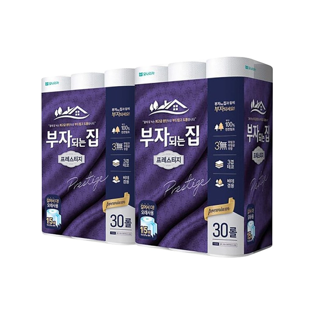 모나리자 부자되는집 프레스티지 화장지 3겹 35m 60롤 휴지 51,100원