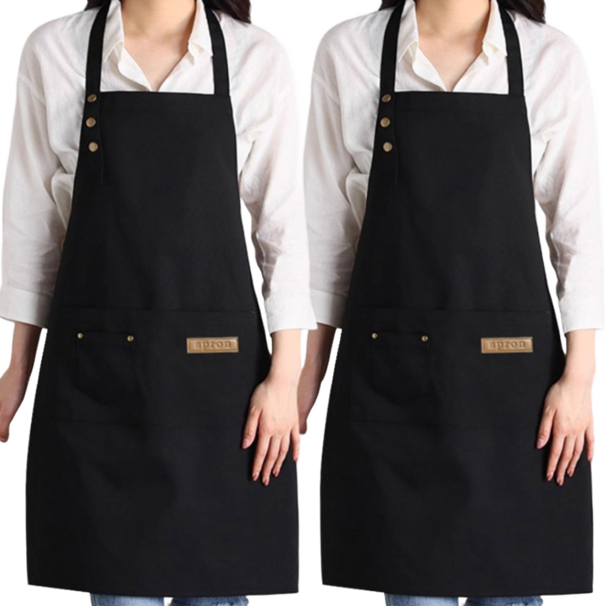 [1+1] 허블리 길이조절 다용도 포켓 방수 앞치마 카페 주방, 1세트, 블랙+블랙 11,900원