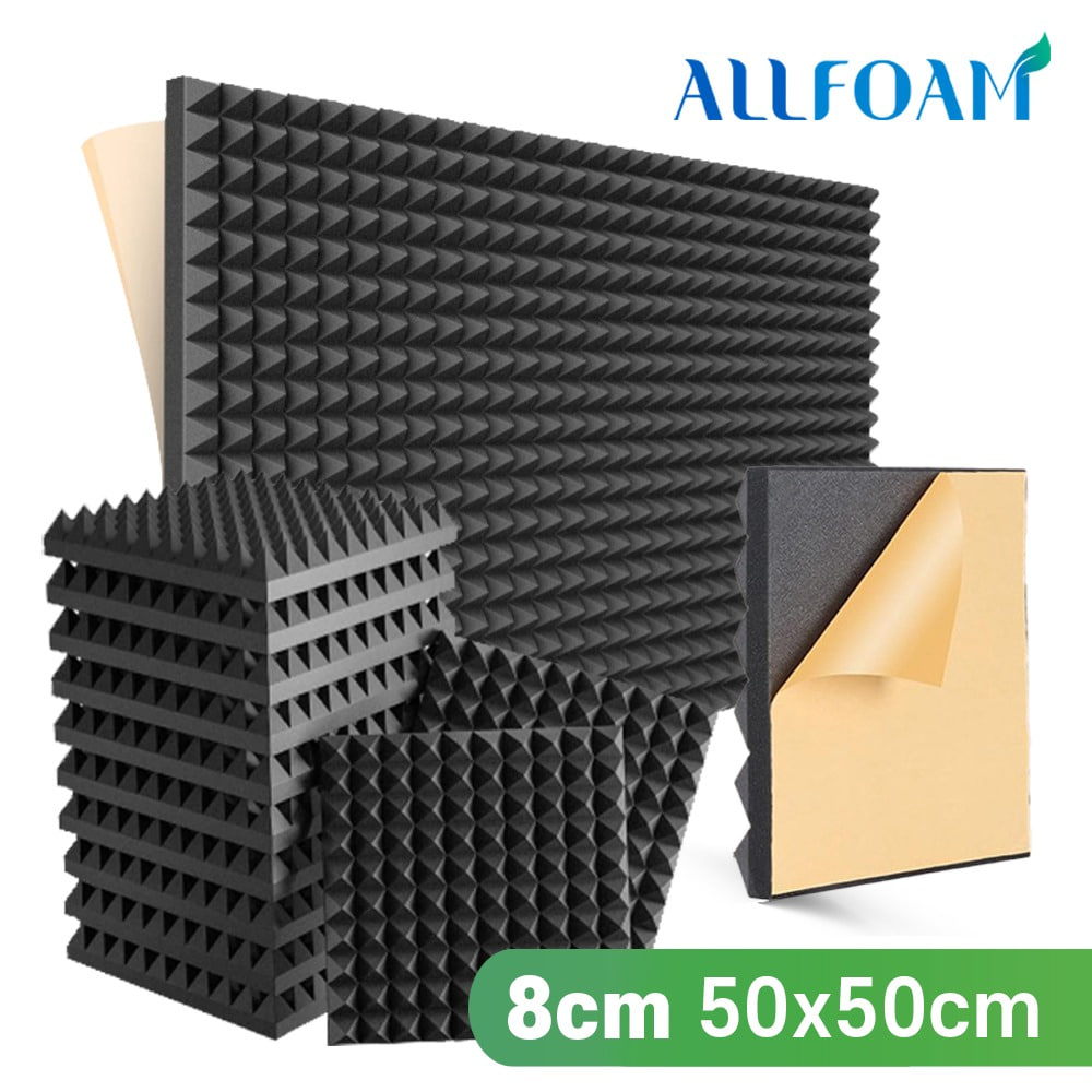피라미드 소음차단 방음재 50x50cm 80T(두께8cm) 접착/난연 - 스펀지 음악학원 녹음실 연주실 극장 노래방 계란판방음재 업그레이드 보다 완벽한 방음판 7,000원