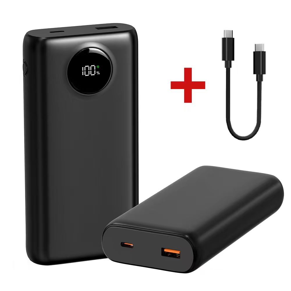 THOUSTA대용량 보조배터리 20000mAh 고속충전PD QC3.0 22.5W 잔량표시 휴대용 기내반입+고속 케이블, 블랙 38,800원