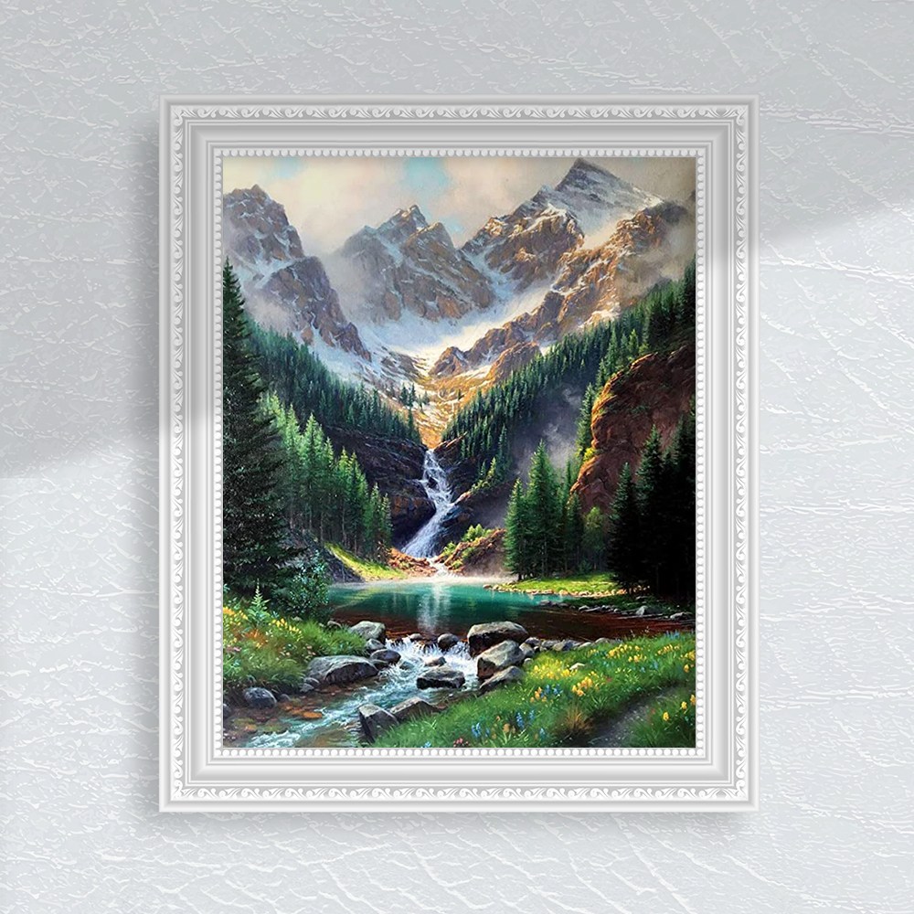폭포수 풍경화 DIY 그림그리기 풍수지리 명화 인테리어액자 캔버스 유화세트, 1개, 단품 19,900원