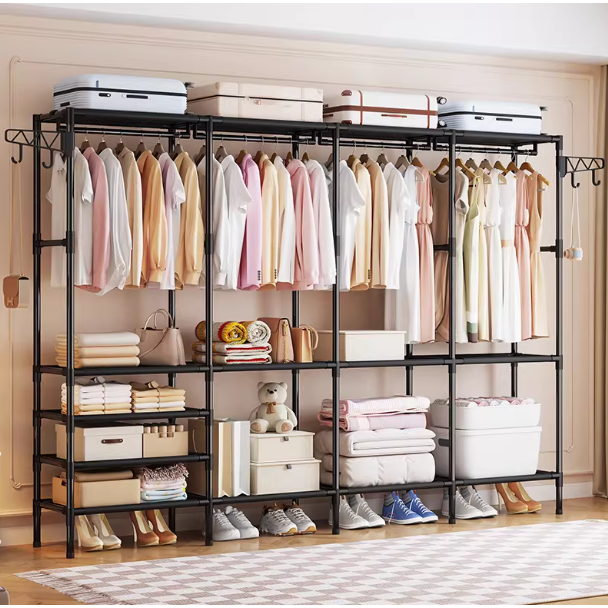 키루에 더블 다용도 수납 행거 가정용 침실 스탠드 행거, 블랙 73,900원