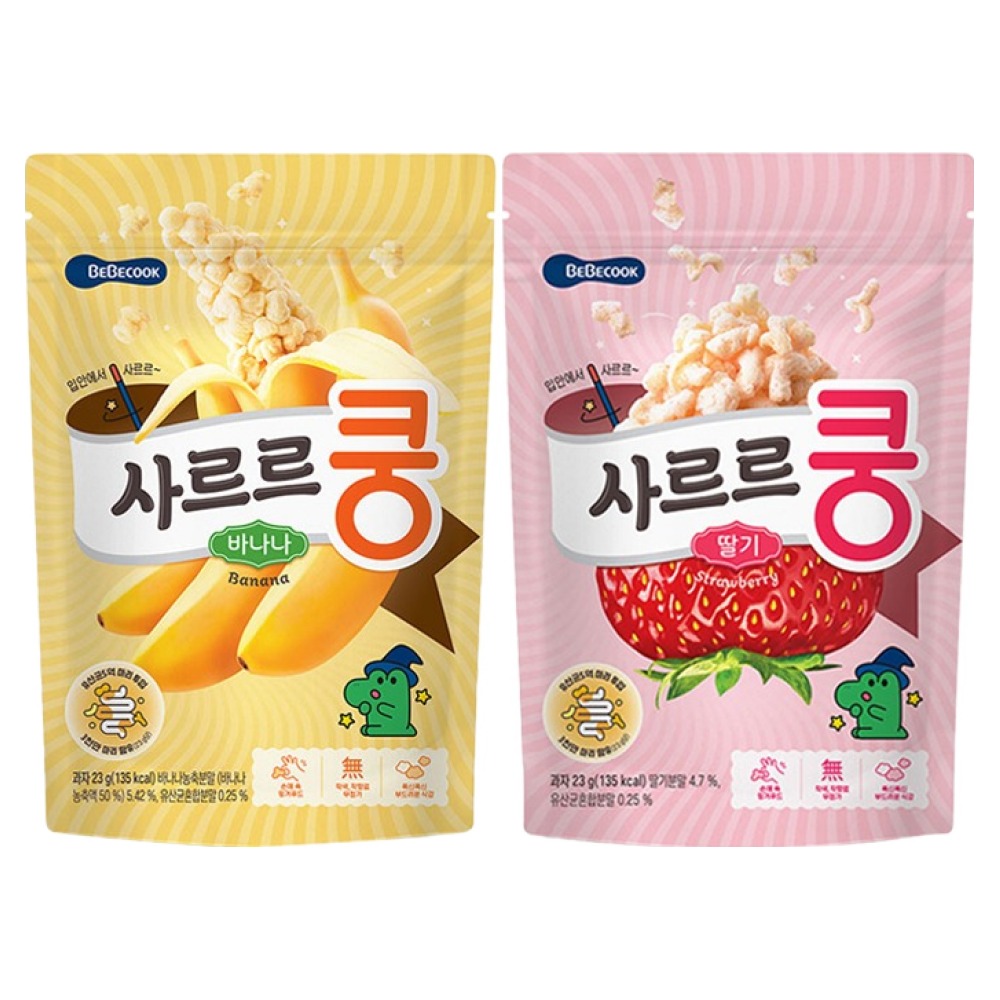 베베쿡 유아용 사르르쿵 딸기 23g 3p + 바나나 23g 3p 11,900원