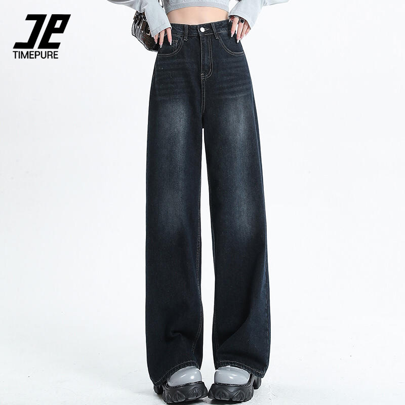 TIMEPURE 여성 하이웨이스트 와이드 데님 팬츠 루즈핏 실루엣 체형 커버 드롭 핏 29,800원