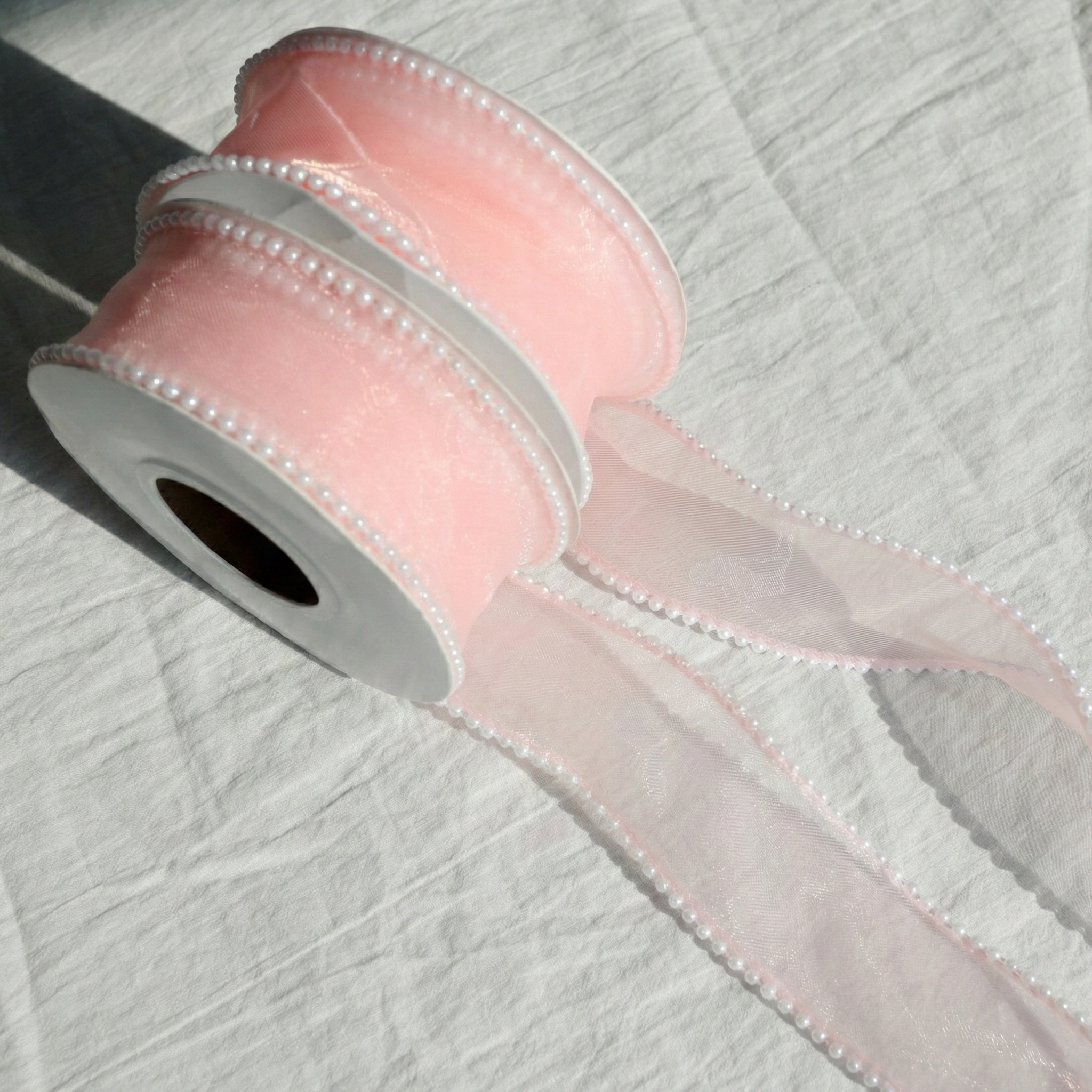 엘블랑꼬 진주 오간디 리본 선물 포장 청첩장 쉬폰 리본끈 8,000원