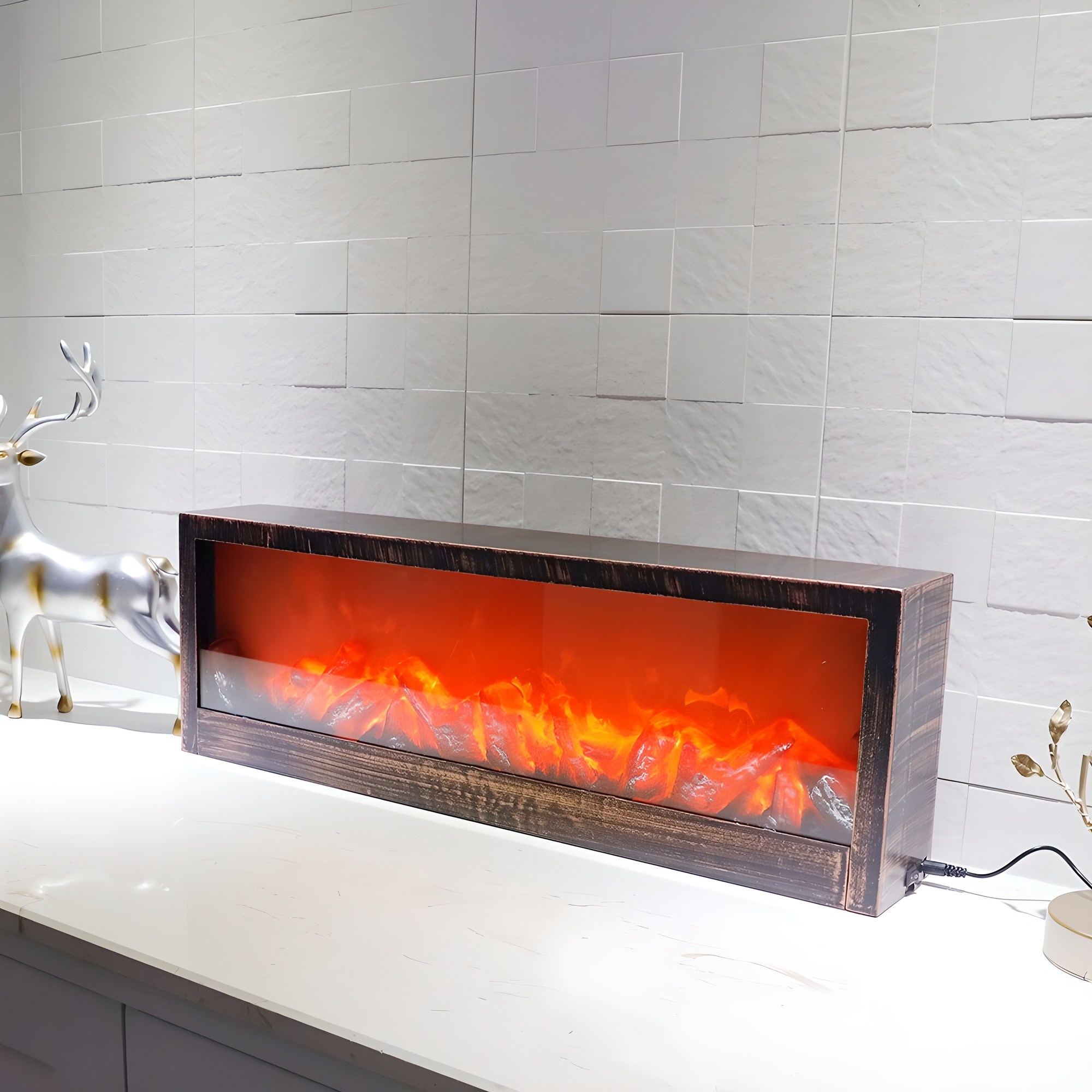 21세기트랜드 감성 불멍 모닥불 벽난로 무드등, C타입, 600 x 100 x 197 mm 36,400원