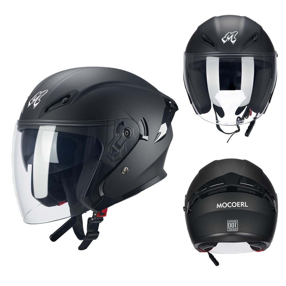 MOCOERL 오토바이헬멧 오토바이 헬멧용 내장형 블루투스 헤드셋 오픈페이스 안전모 무광헬멧Y1, 블랙 45,000원