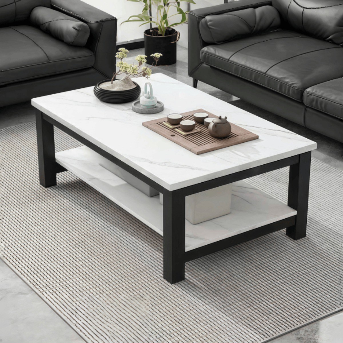 YAPOGI 유럽풍 가정용 대리석 무늬 우드 모조 세라믹 거실 쇼파 티테이블 테이블 수동 설치 거실테이블, 화이트 70,000원