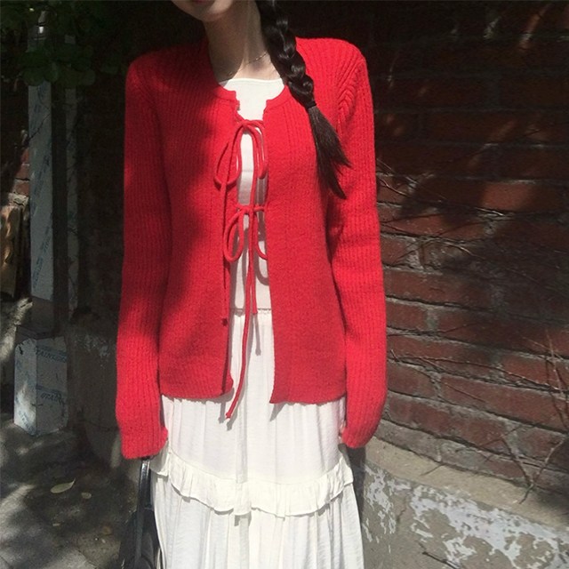 피니 (소녀,,도톰*폭닥) 소피 리본 루즈핏 니트가디건 (3color) f/w 간절기템 가디건 루즈핏니트 골지가디건 러블리룩 데이트룩 가을겨울코디 25,800원