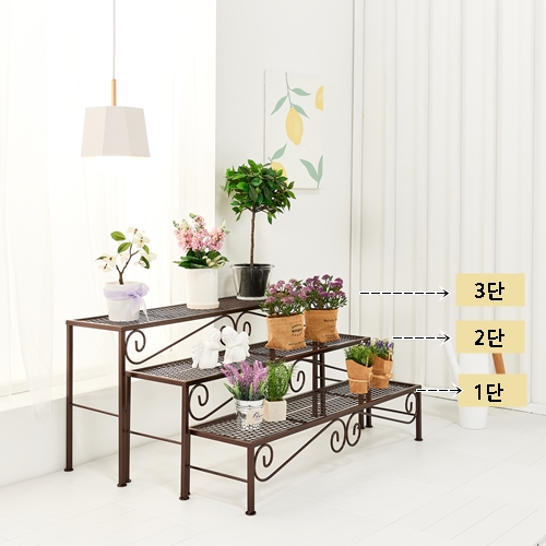 [국내제작] 인퍼니처 사각 화분대정리대 베란다 철제화분진열대 받침대 스텐드 선반 다육이거치대 3단세트 단품 31,500원
