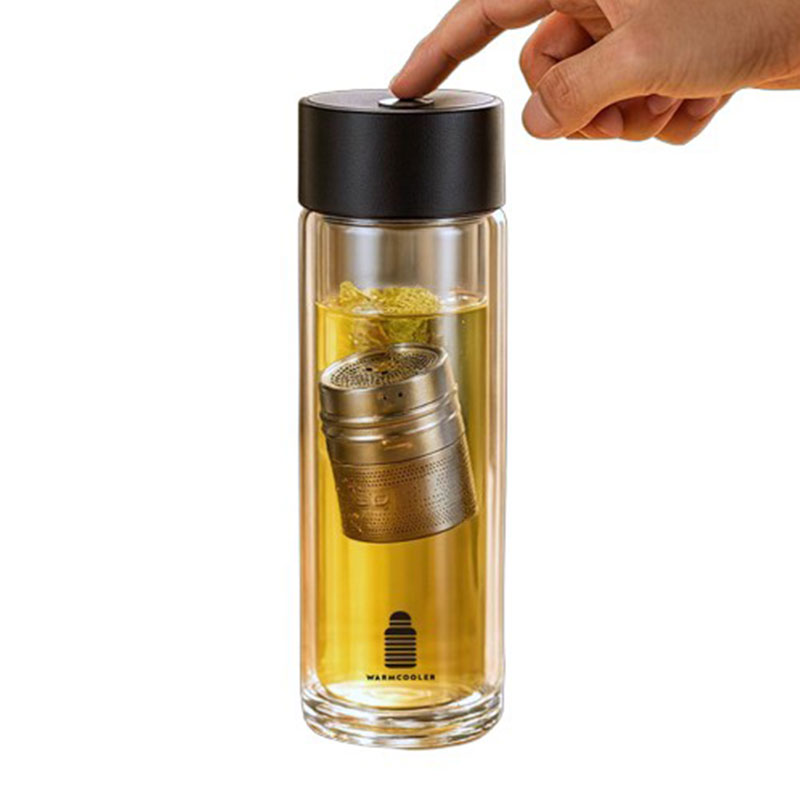 웜쿨러 이중 내열 유리 자석 캡슐 티 텀블러, 1개, 500ml, 블랙 21,800원