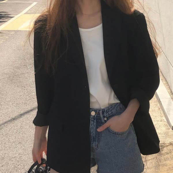 (자체제작) 루어스룸 어텀 봄 가을 투버튼 루즈핏 하프 오버핏 테일러드 블레이저 하객룩 여성 자켓 50,900원