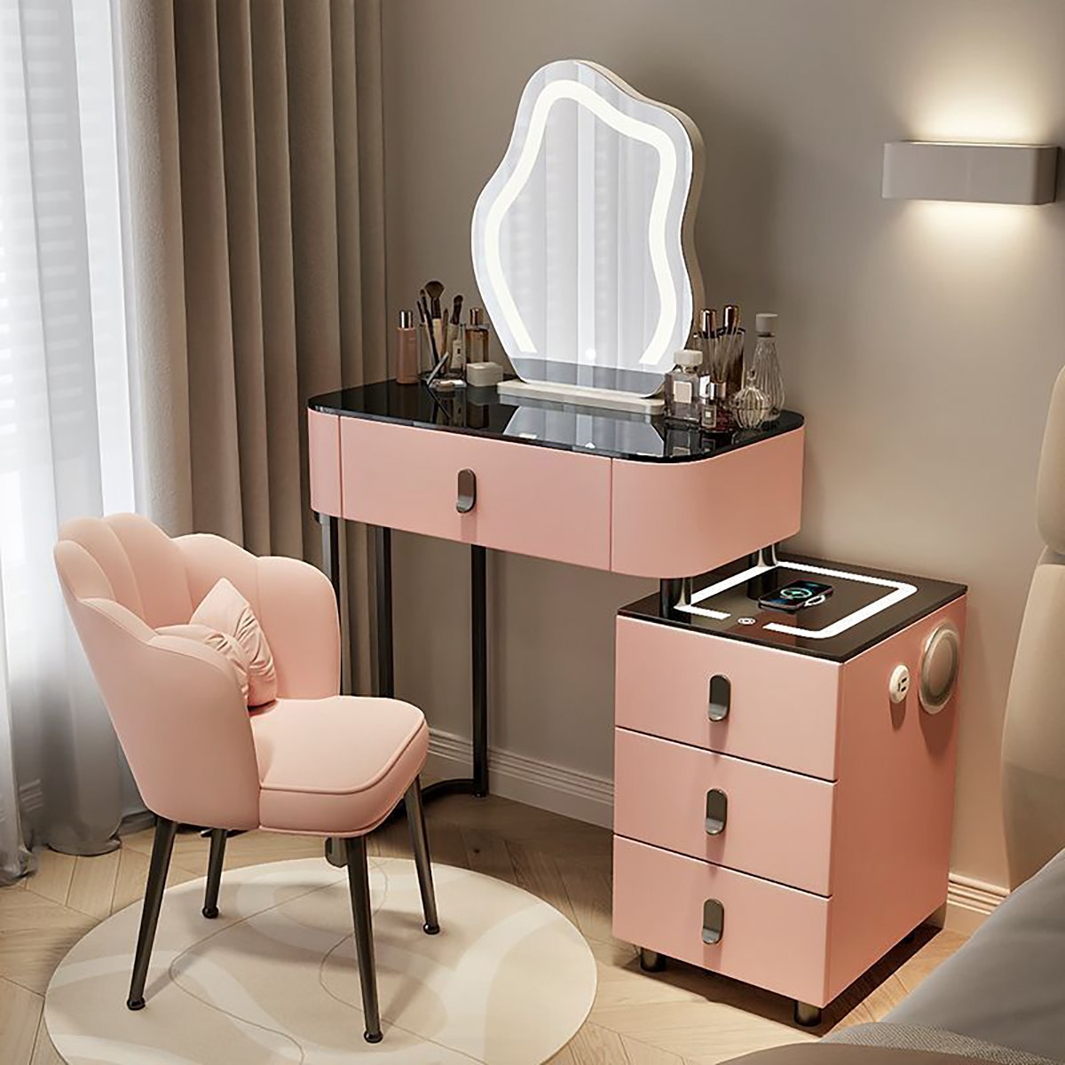 모던 LED 조명 화장대 콘솔 넉넉한 수납 서랍장 확장형 서랍 화장대 251,100원