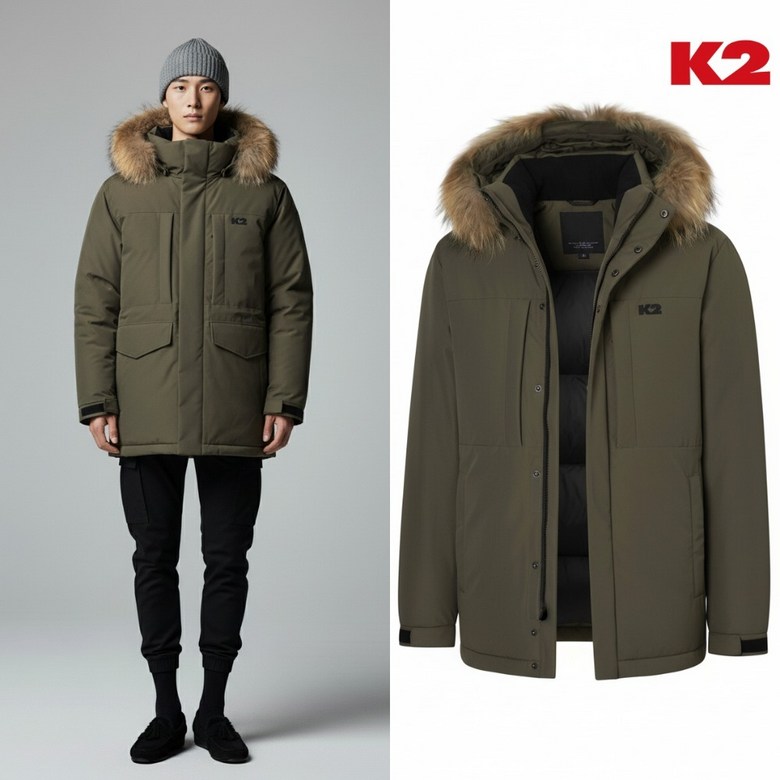 [백화점 정품] K2 패딩 남자 부스트 임페리움 다운 다크 베이지 라쿤 퍼 털 후드 탈부착 숏 점퍼 자켓 510,200원