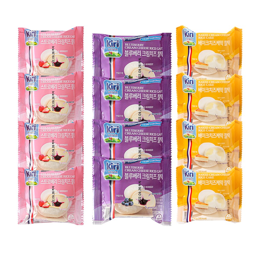 끼리 크림치즈 찰떡 3종 12입(스트로베리4블루베리4베이크4), 60g, 12개 27,200원