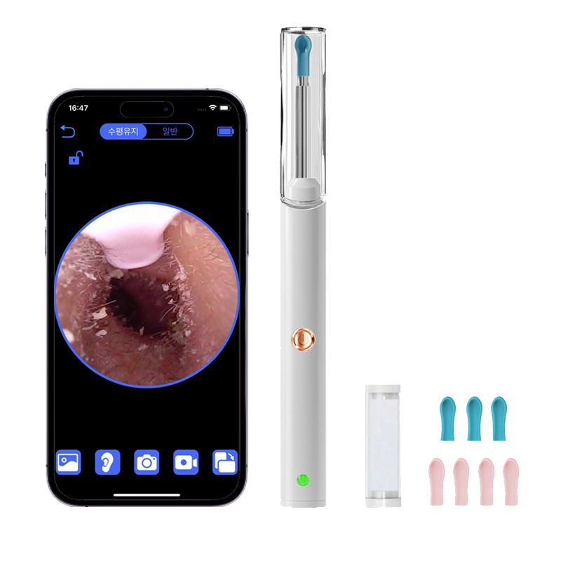 KUAHAI 2000W 고화질 내시경 귀이개 무선 LED 조명 귀파개  스마트 카메라 귀이개 일체형 귀후비개 소프트헤드 Type-C충전 15,900원