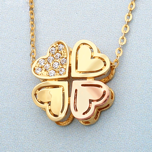 골드앤 18K 하트클로버 목걸이 선물 하트 팬던트 데일리 골드 목걸이, 현재가 605,300원
