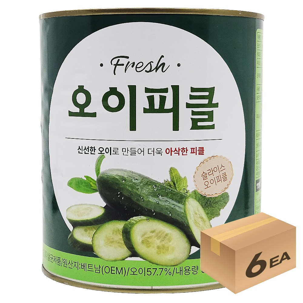 1박스) 그리너리 후레쉬 오이피클 슬라이스 3kg x 6개입 34,400원