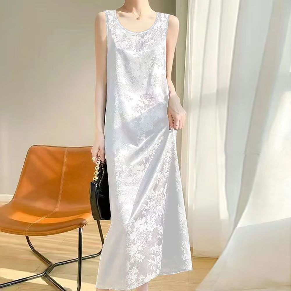 IWMAFT 여름 여성 민소매 롱 원피스 고급 자카드 슬림핏 맥시 드레스 AH814 20,900원