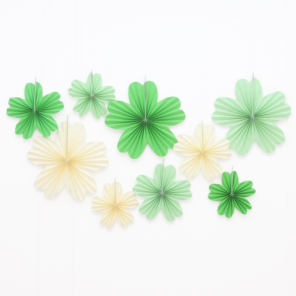 파티짱 플라워 페이퍼 팬 세트 행잉 데코 파티 가랜드 장식, 5잎꽃 그린, 1개 9,900원