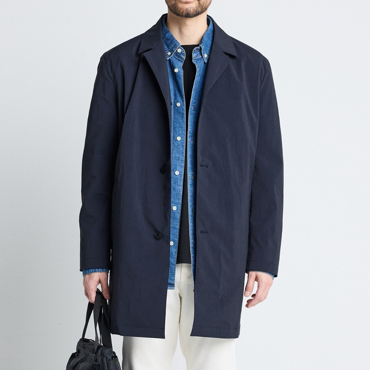 [에스티코] 남성 경량 맥 트렌치 코트 (세미오버핏) 네이비 99,900원