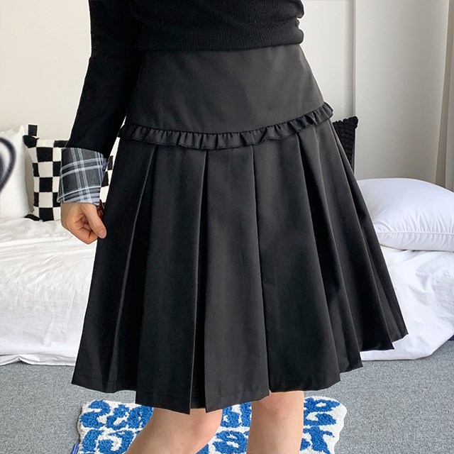 [빈티지/4col] 피니시 프릴 미디 플리츠 스커트 41,700원