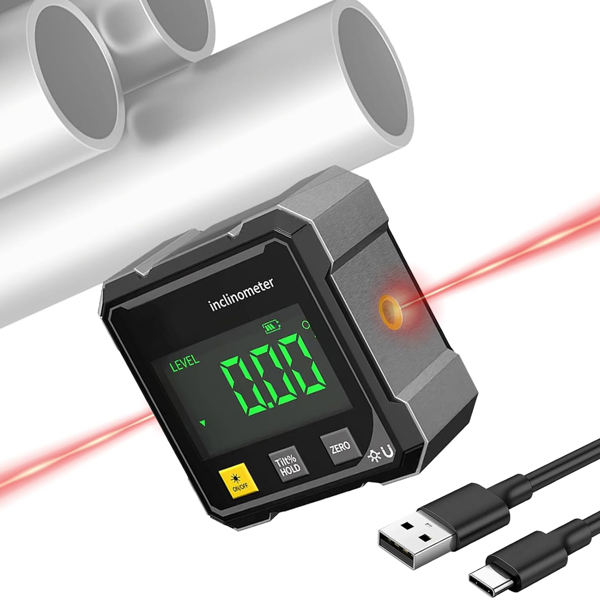 4면 자석 경사계 USB 충전 테이블 톱 각도기 LED 화면 경사 측정기 수평 28,720원
