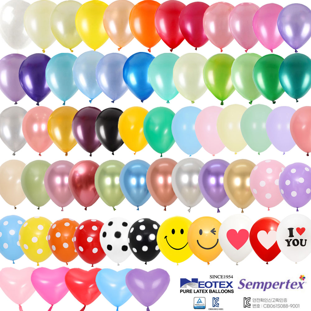 네오텍스 5인치 12인치 펄 파스텔 메탈 프린팅 라운드 고무풍선 10개입 모음 4,500원
