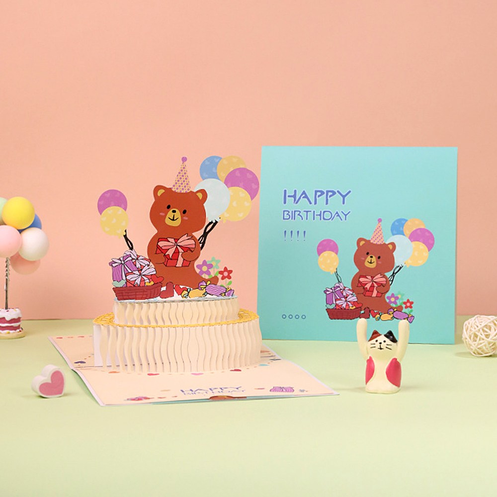 생일카드 선물 축하 곰돌이 기념일 감사 케이크 팝업 입체 카드 10,900원