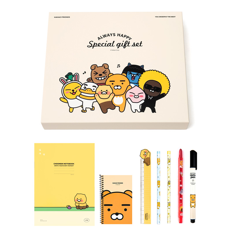 [카카오프렌즈 힘찬 문구세트3] 단체선물 선물세트 문구세트선물 초등학생 중학생 고등학생 선물 어린이날선물 구디백 학용품 문구류 신학기, 1개, 춘식이세트 5,400원