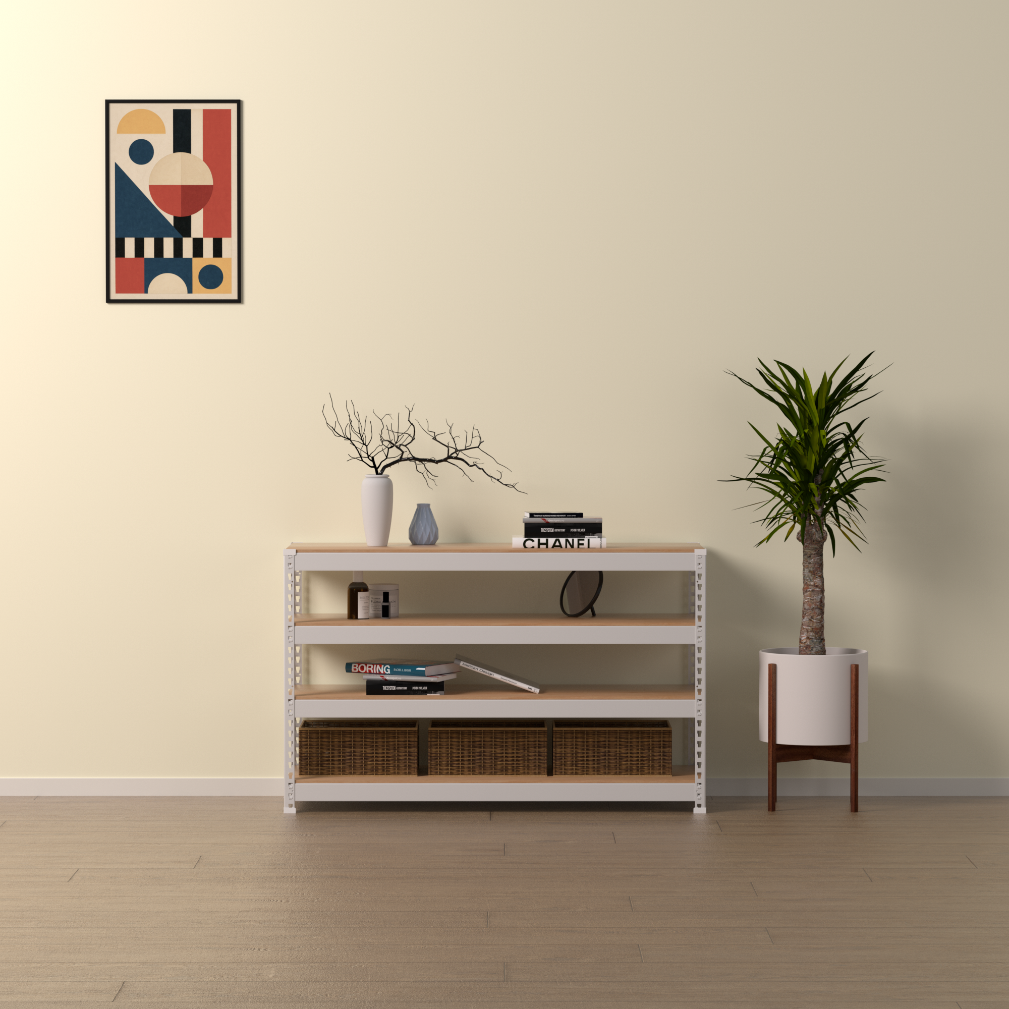 스피드랙 무볼트 조립식 철제 앵글 선반, 화이트, 4단 1,140,000원