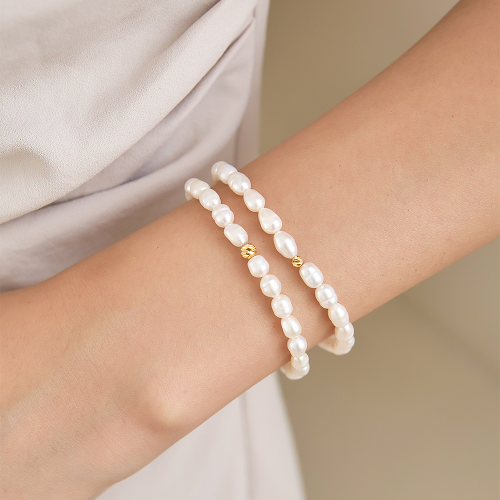 세인트메리 3mm 4mm 다이아컷팅 14k 18k 골드볼 담수 진주 팔찌 59,800원