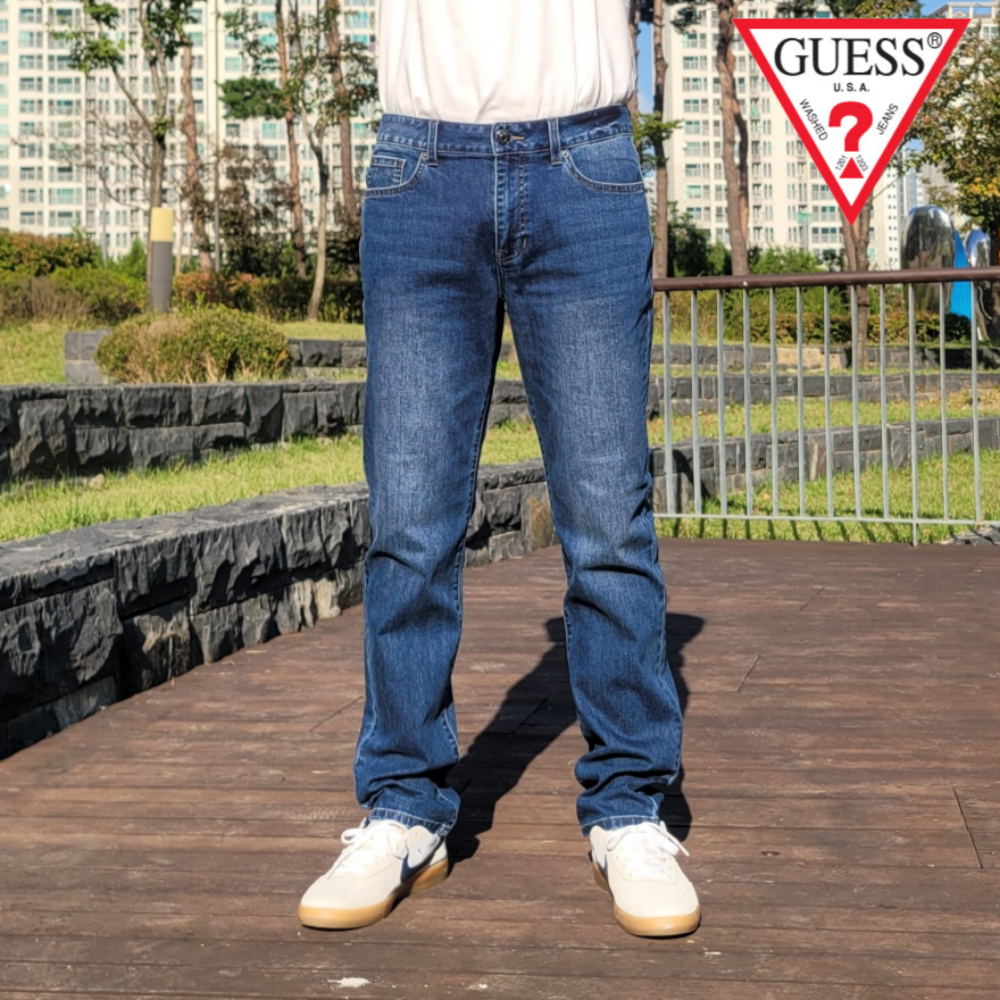 (백화점 정품) 게스 슬림 스트레이트 핏 진 남자 스판 청바지 다크 블루 워싱 데님 DBL 64,900원