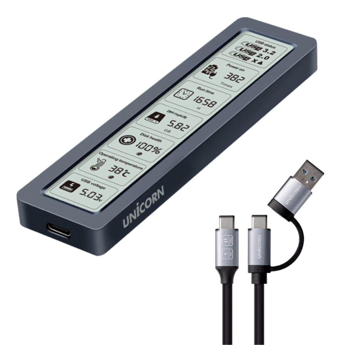 유니콘 LCD A+C타입 M.2 NVME SSD 10G 외장하드케이스 MSD-L50 32,100원