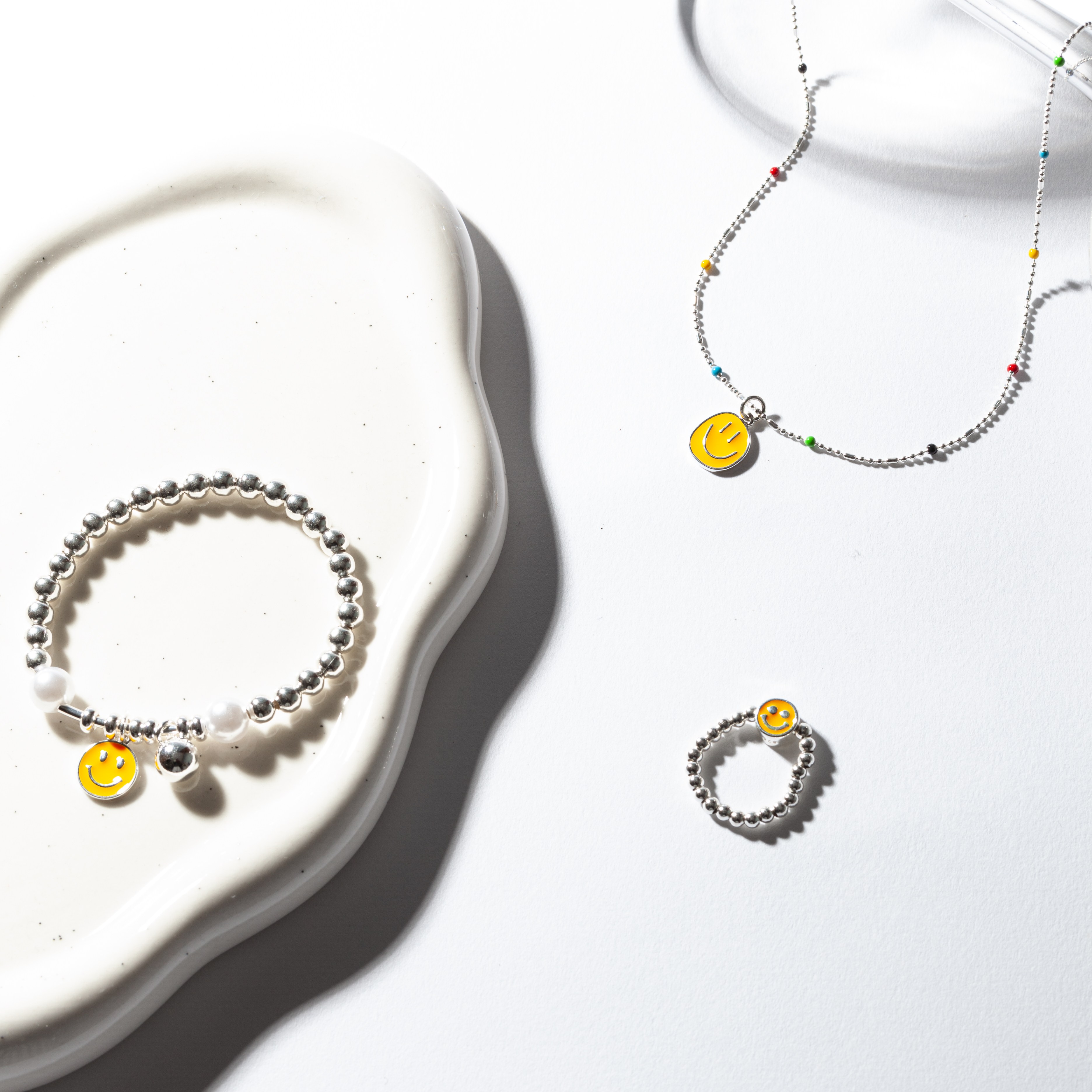 나나엘르 925 은 스마일 팔찌 반지 목걸이 데일리 3종 세트 35,900원